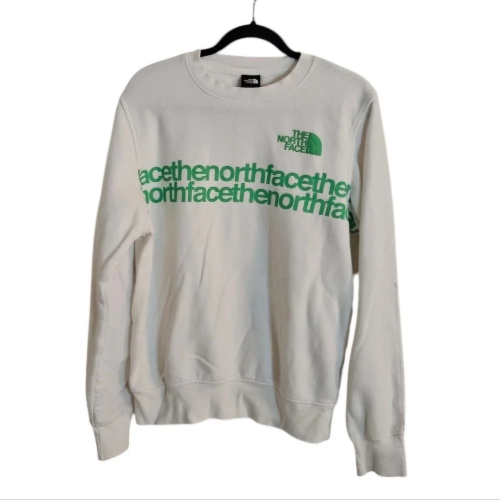 The North Face Mens Crew Sweatshirts TNF White & Chlorophyll Green size Small